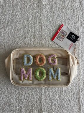 Live in Style Clear “DOG MOM” Cosmetic Pouch with Pastel Letters